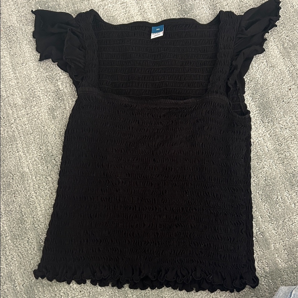 Square-Neck Tank with Ruffle Sleeves